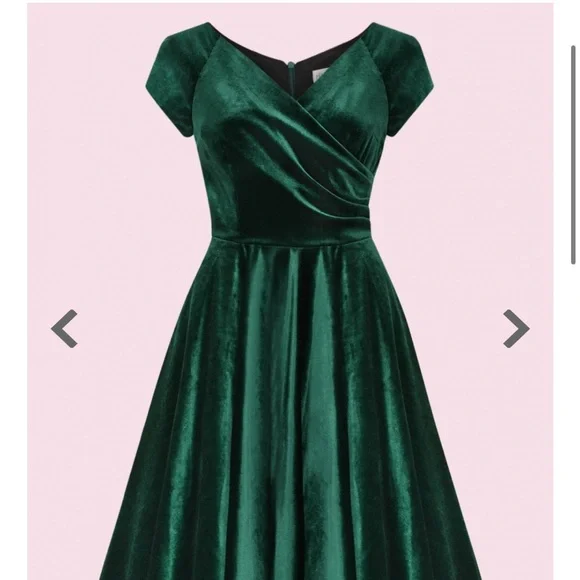 The Pretty Dress Company Forest Green Velvet Hourglass Dress - Picture 7 of 7